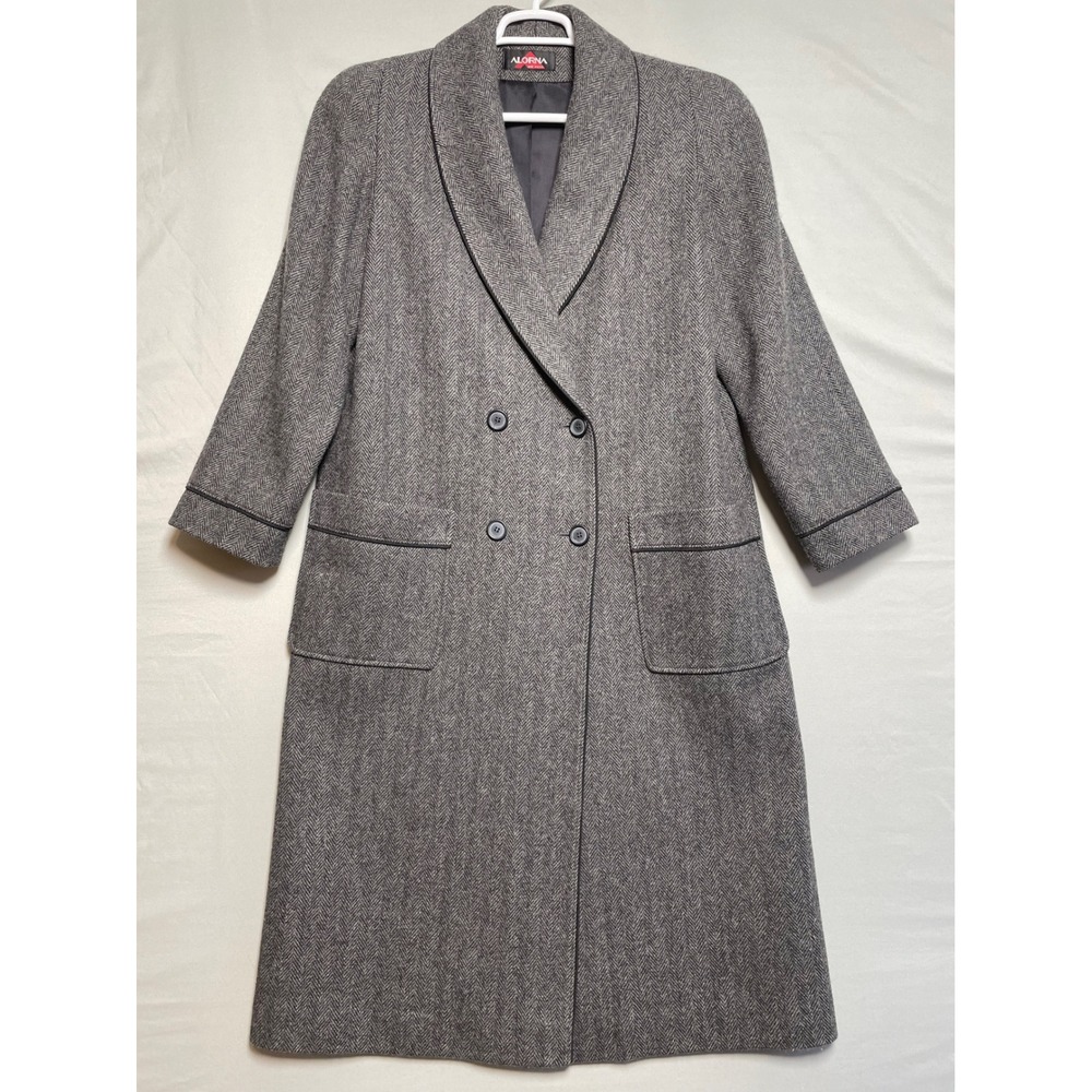 Alorna Womens Double Breasted Wool Blend Herringbone Trench Coat‎ Made in USA
